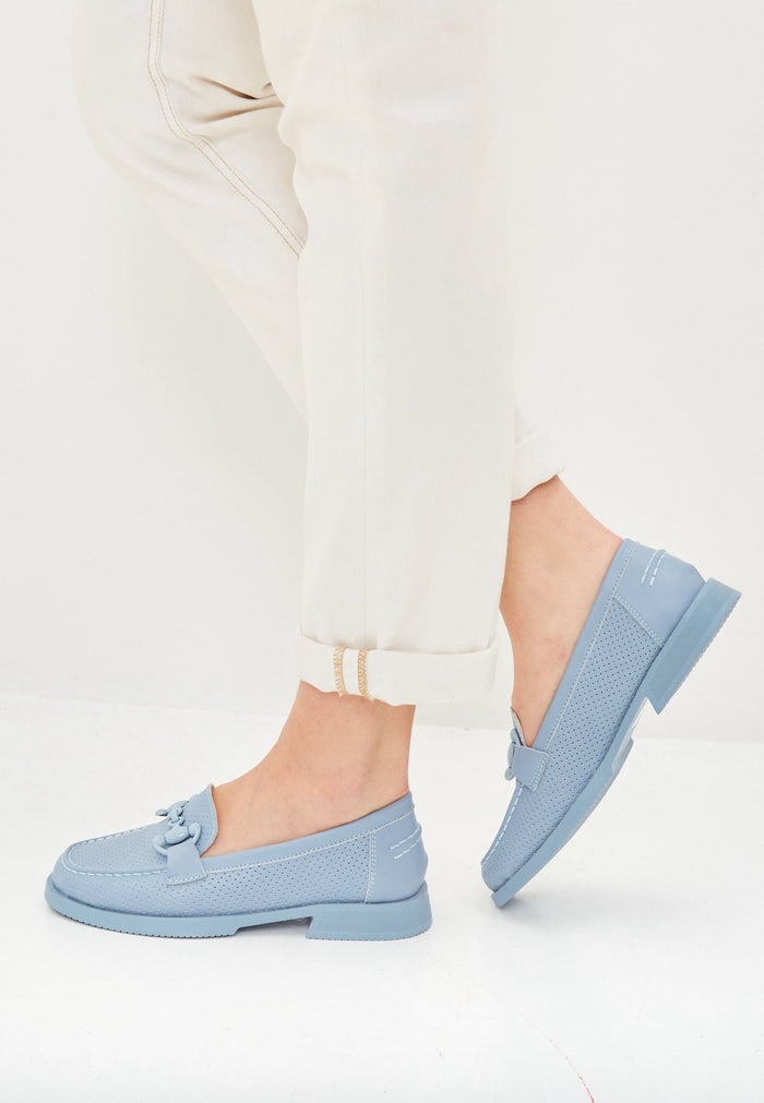 Leather Block Heels Loafers - Cesare Gaspari - Loafers