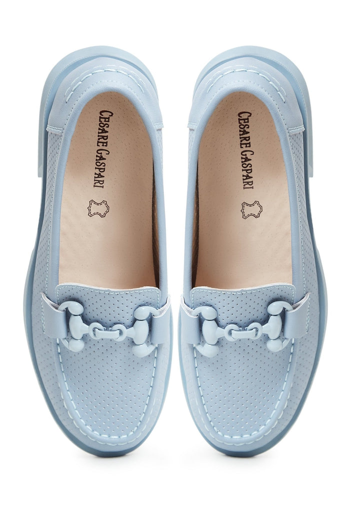 Leather Block Heels Loafers - Cesare Gaspari - Loafers