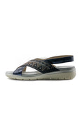 Leather Embellished Comfort Sandals – Navy