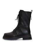 Leather Lace-up Ankle Boots - Black