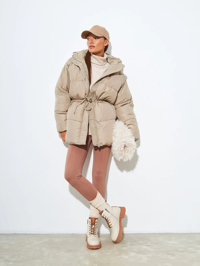 A stylish pair of women's off-white leather ankle lace-up boots - the perfect fashion statement for any look.