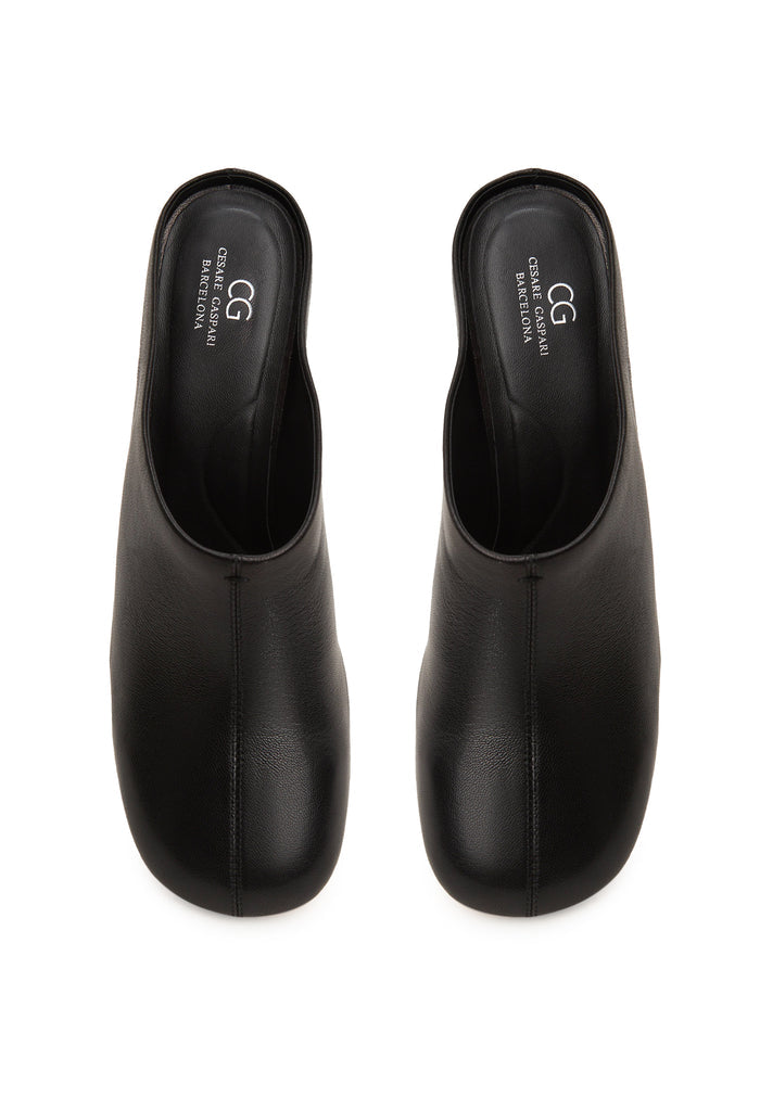 Leather Mule Pumps – Black