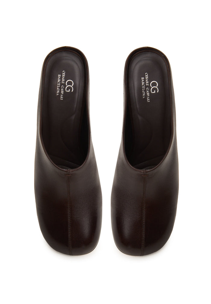 Leather Mule Pumps – Brown