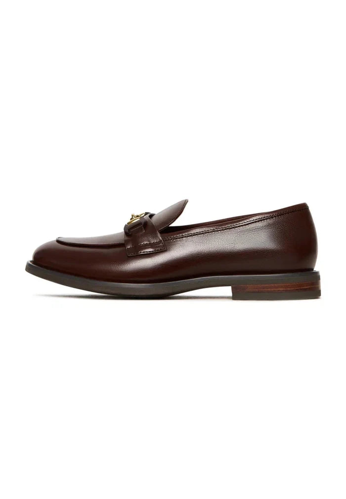 Leather Platform Loafers Olya - Brown