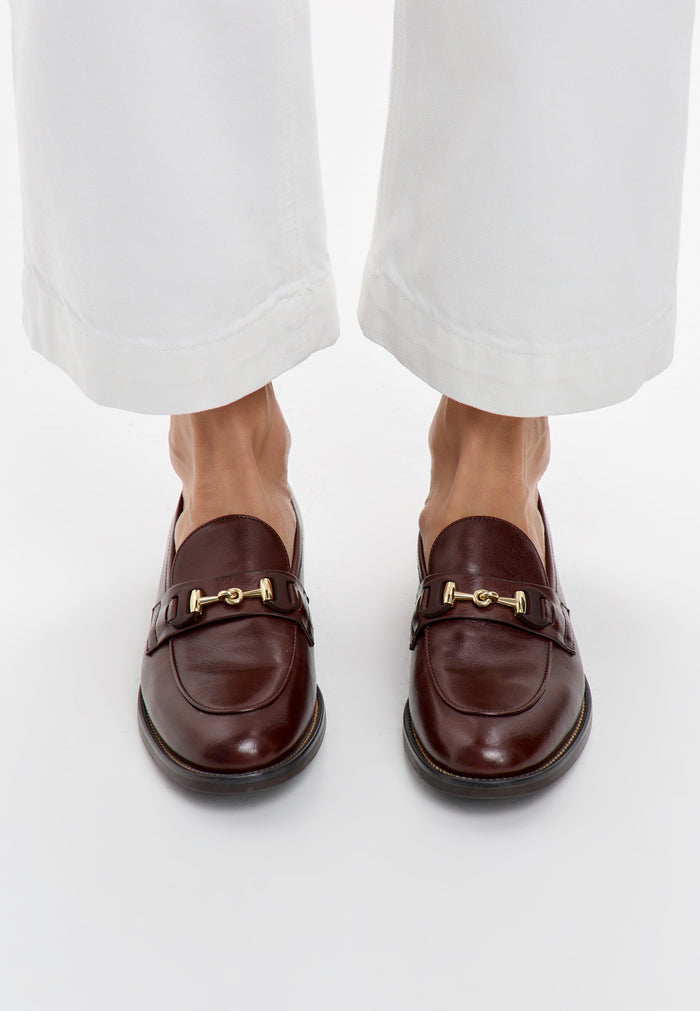 Leather Platform Loafers Olya - Brown