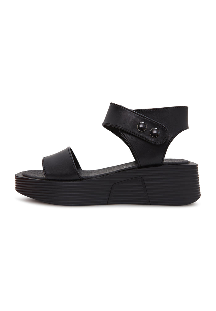 Leather Platform Sandals - Black