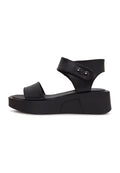 Leather Platform Sandals - Black