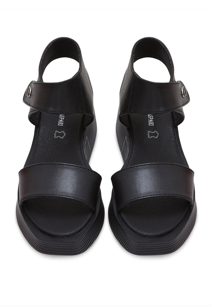 Leather Platform Sandals - Black