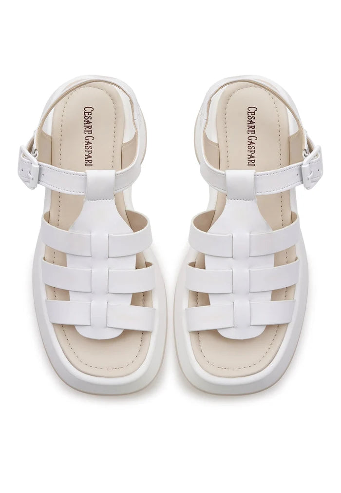 Leather Platform Sandals Joanna - White