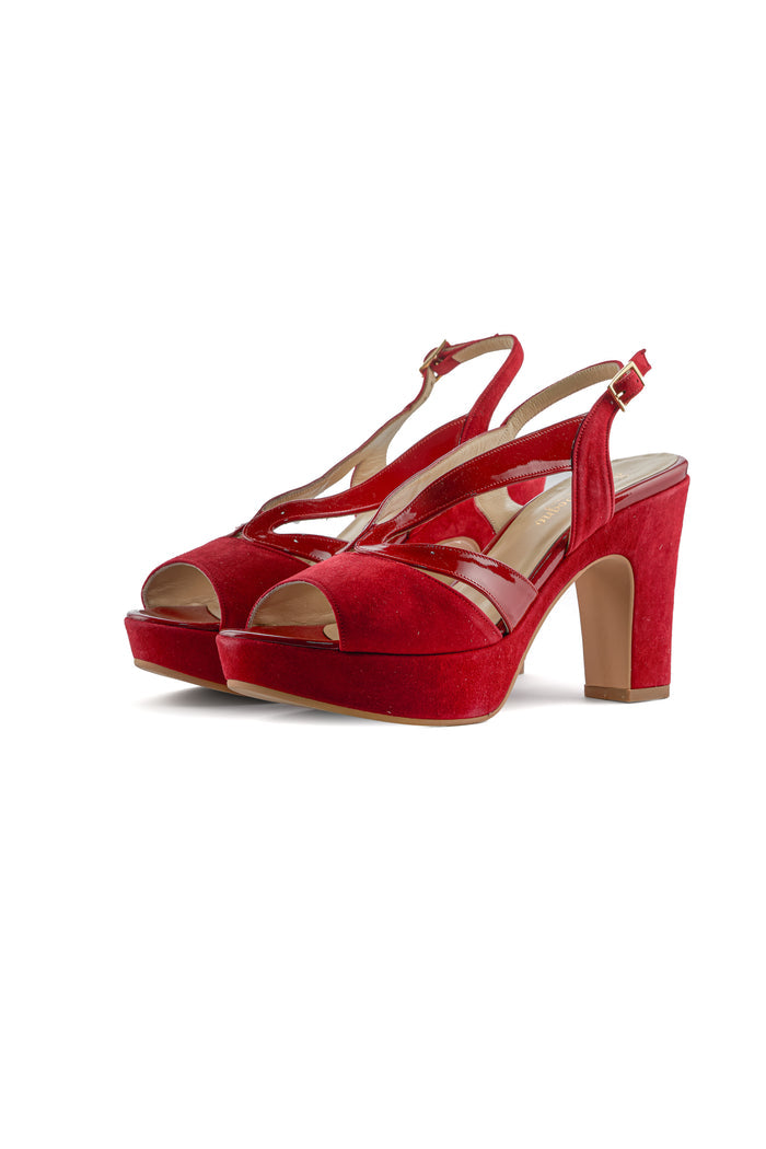 Leather Platform Sandals – Red