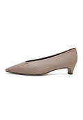 Leather Pointed Flats - Grey