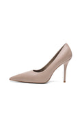 Leather Pointed Pumps - Beige