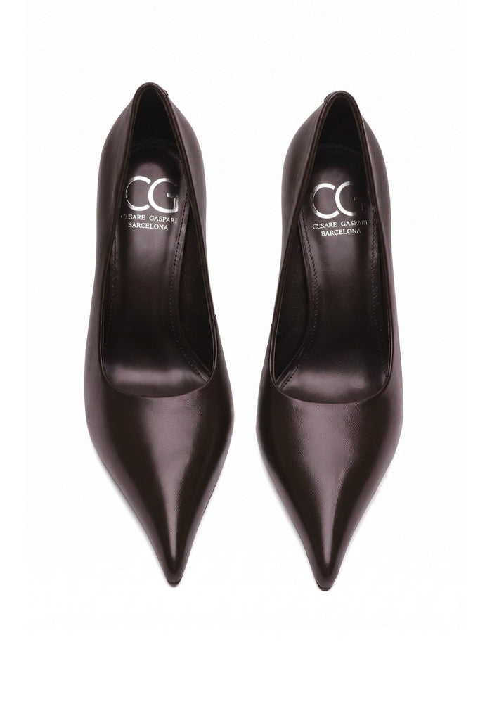 Leather Pointed Pumps - Plum Violet