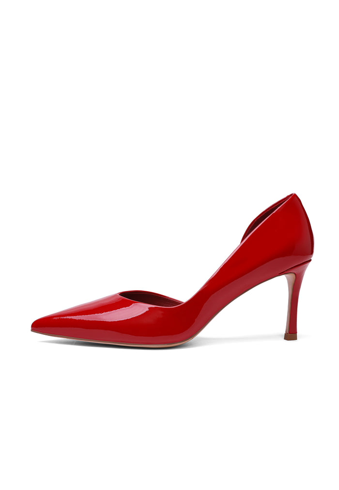 Leather Pointed Pumps - Red