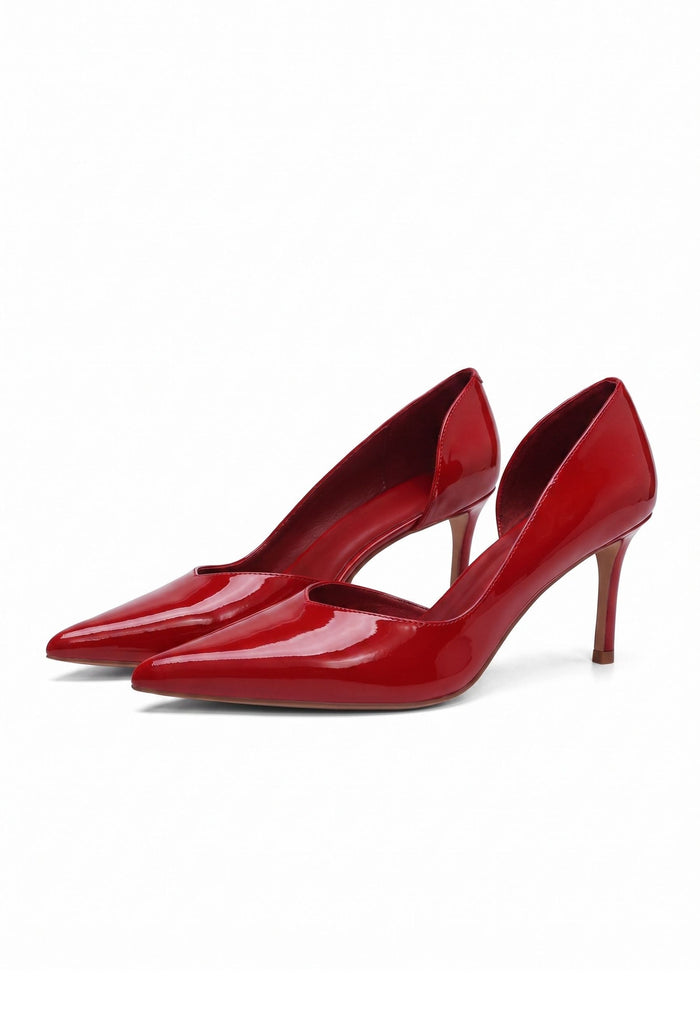 Leather Pointed Pumps - Red