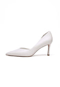 Leather Pointed Pumps - White