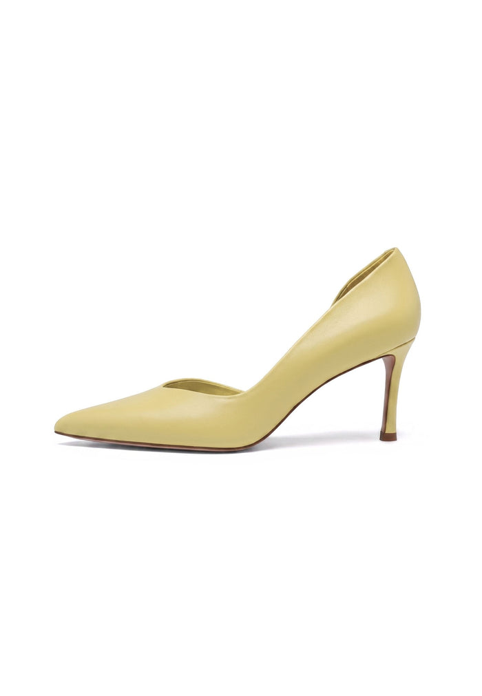 Leather Pointed Pumps - Yellow