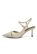 Leather Pointed Slingback Heels - Milky