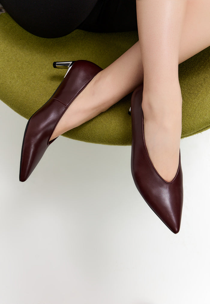 Leather Pumps Di – Burgundy