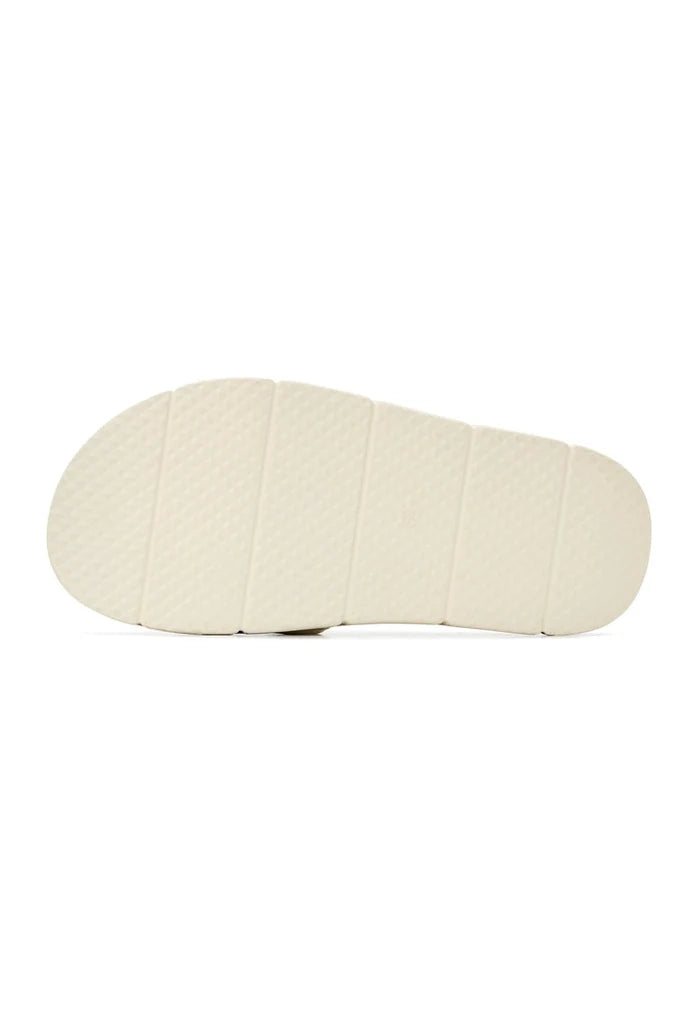 A pair of stylish beige leather Mirena sandals for women, perfect for the summer season with a trendy fashion appeal.