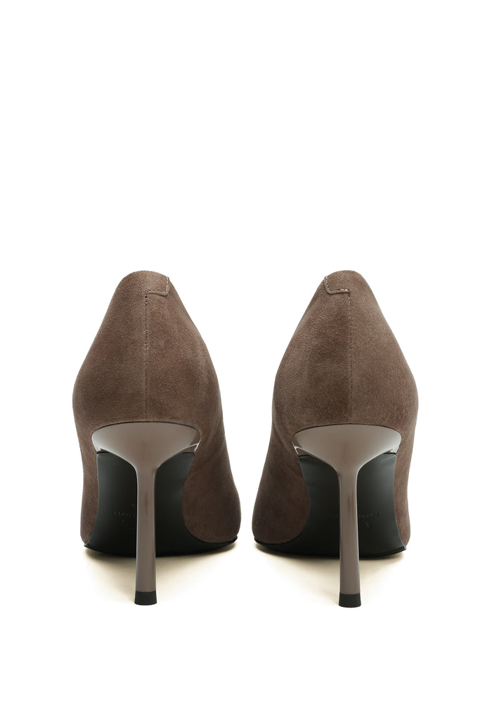 Leather Stiletto Heels - Beige suede