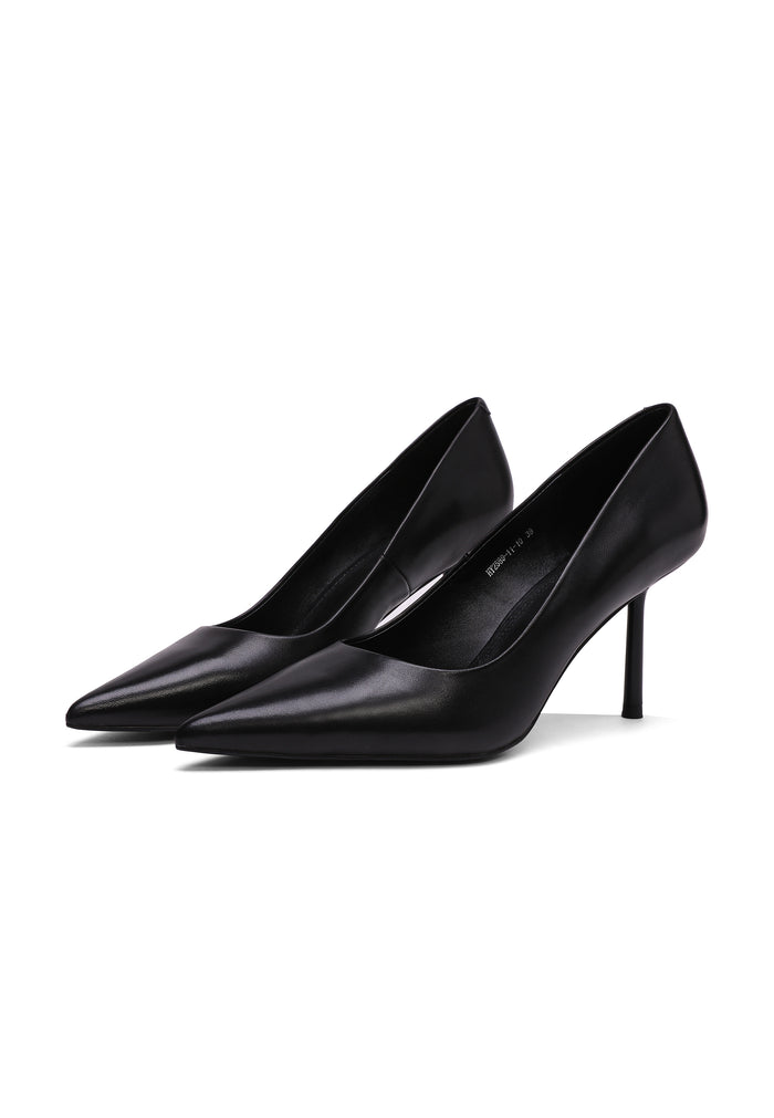 Leather Stiletto Heels - Black