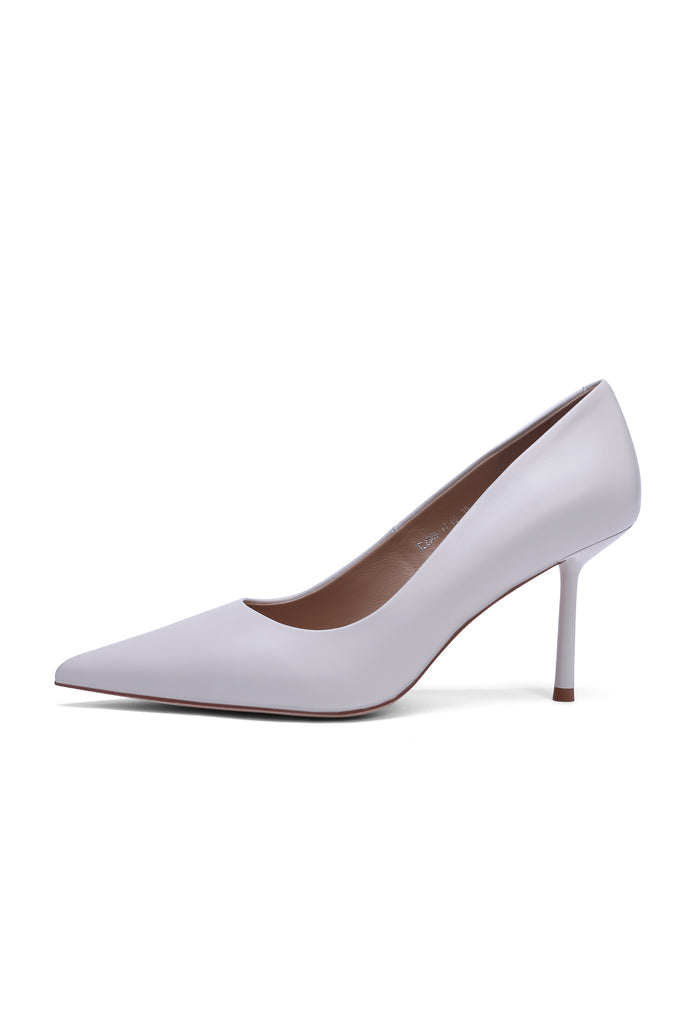 Leather Stiletto Heels - Milky