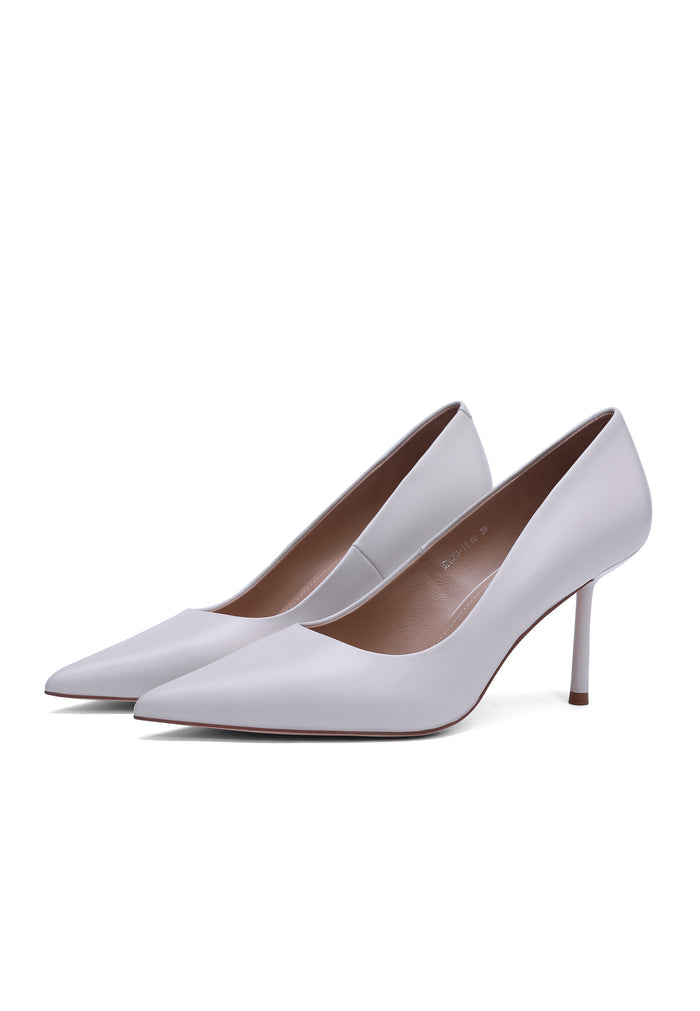 Leather Stiletto Heels - Milky