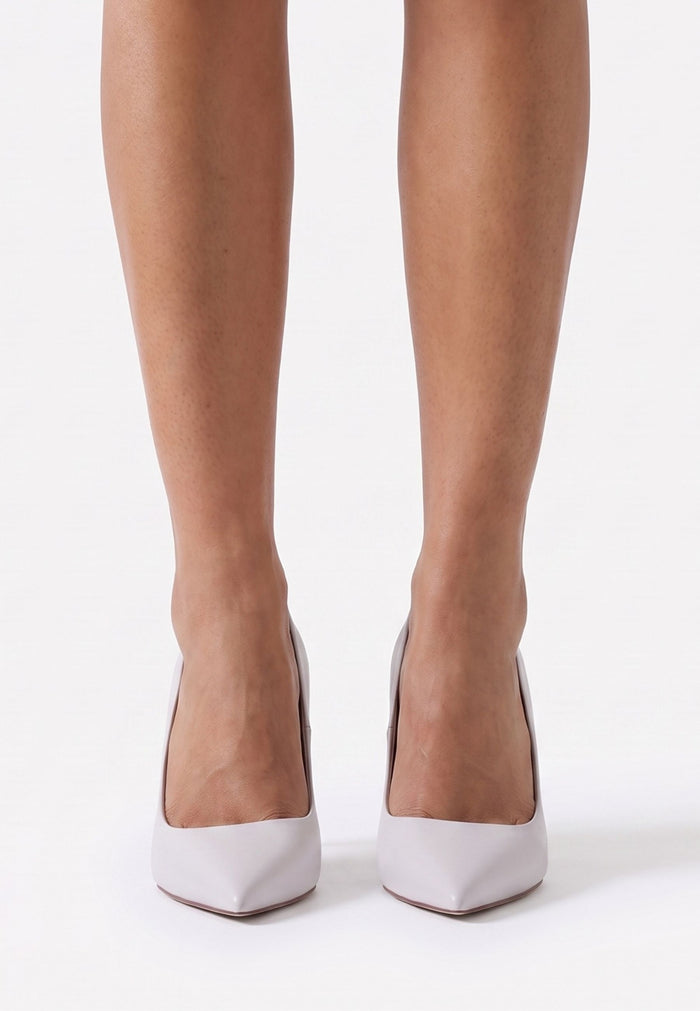 Leather Stiletto Heels - Milky