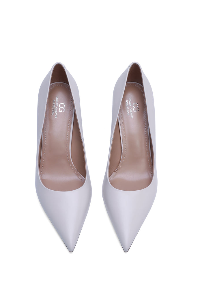 Leather Stiletto Heels - Milky