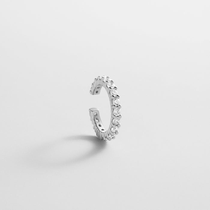 Leidy Sterling Silver Ear Cuff - Silver/Pavé