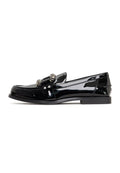 Stylish black patent loafers with crystal embellishments from Bagheera for a touch of elegance and sophistication.