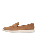 A pair of stylish beige women's low platform loafers suitable for casual wear in Alaska.