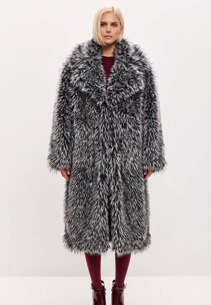 Luxurious Faux Fur Coat Natalie  - Black
