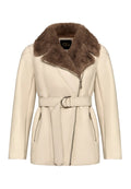 Luxurious Women’s Shearling-Lined Beige Coat with Belt