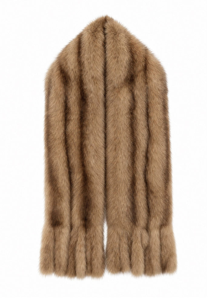 Luxury Faux Fur Trim Scarf - Cappuccino