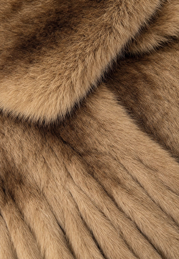 Luxury Faux Fur Trim Scarf - Cappuccino