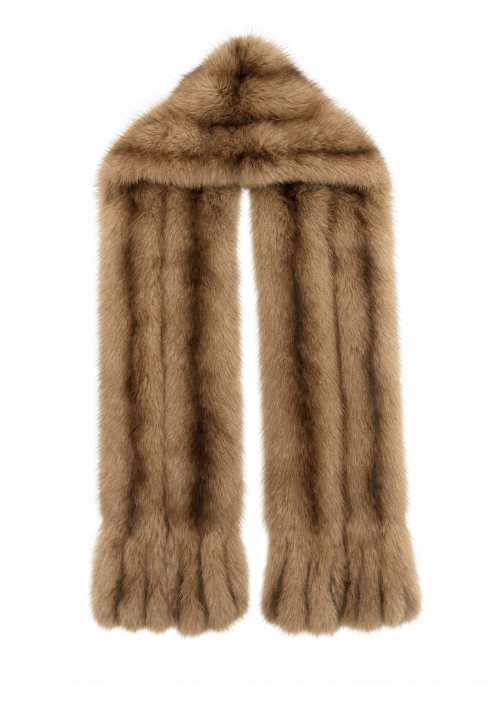 Luxury Faux Fur Trim Scarf - Cappuccino