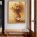 Textured Floral Canvas Art In Vintage Gold Style For Entryway Or Dining Room