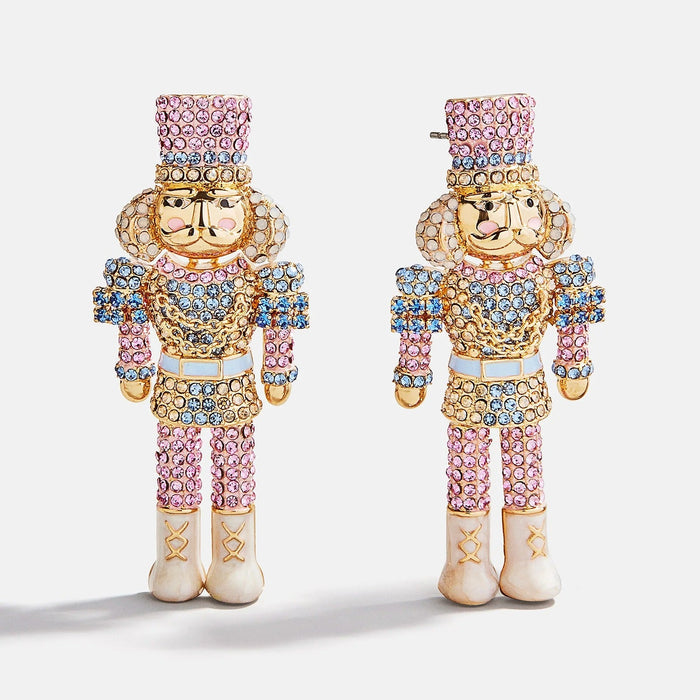 March of the Bling Statement Earrings - Pink/Blue Nutcracker