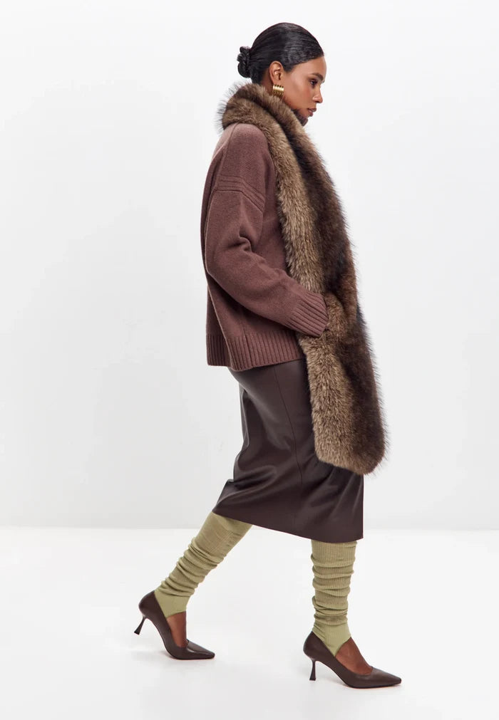 Maxi Faux Fur Scarf – Chocolate Brown