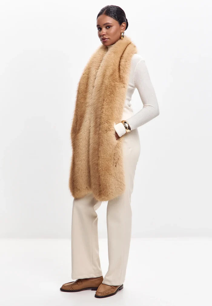 Maxi Faux Fur Scarf – Sand Beige