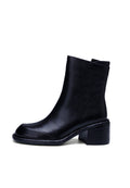 Mid-Calf Block Heel Boots - Black