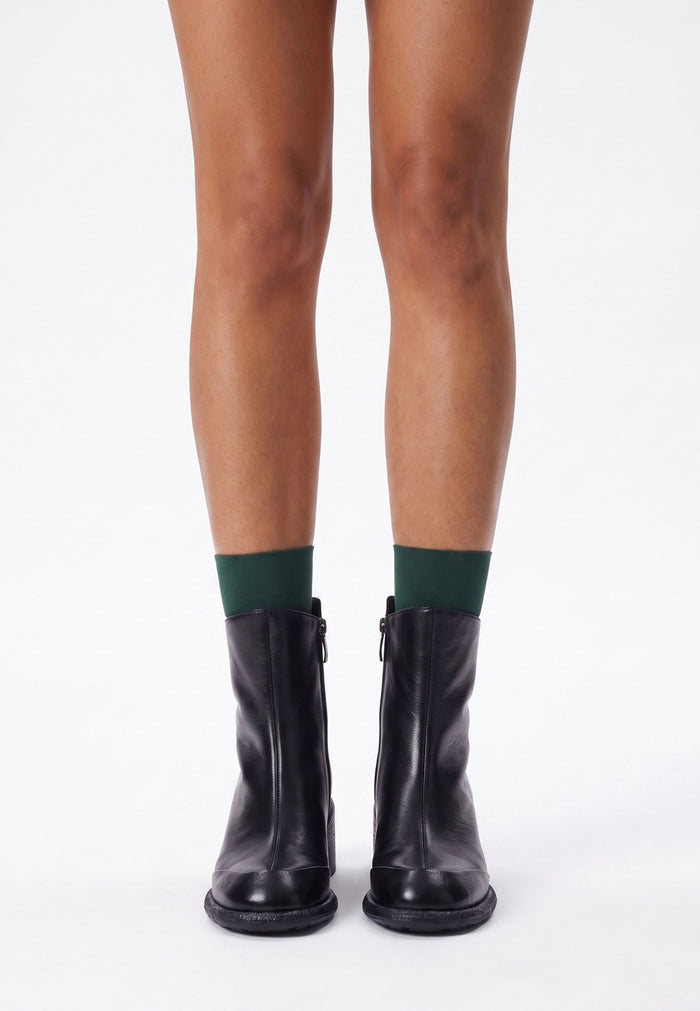 Mid-Calf Block Heel Boots - Black