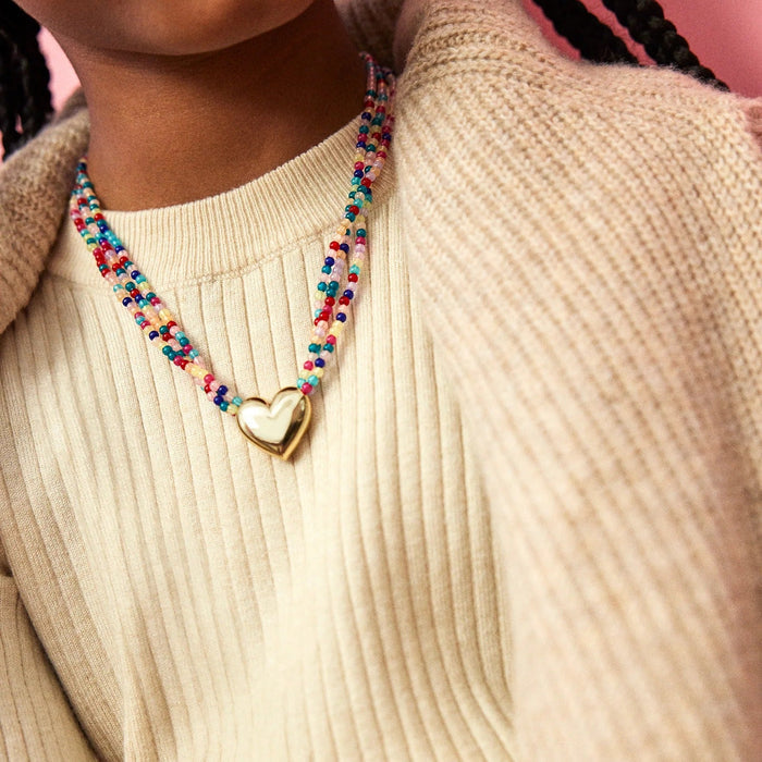 Millie Kids' Bubble Heart Necklace - Gold/Multi