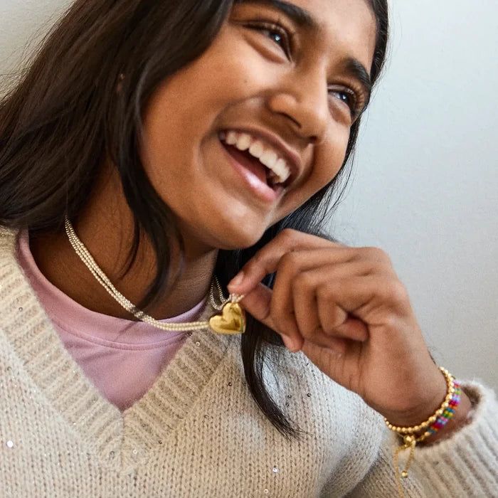 Millie Kids' Bubble Heart Necklace - Gold/Pearl