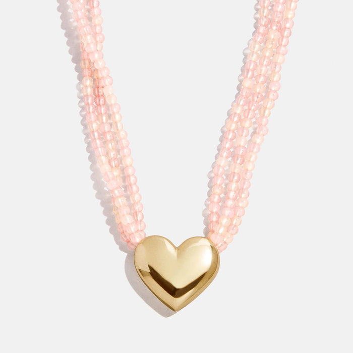 Millie Kids' Bubble Heart Necklace - Gold/Pink