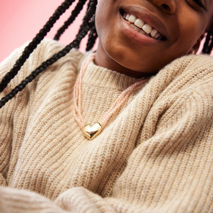 Millie Kids' Bubble Heart Necklace - Gold/Pink