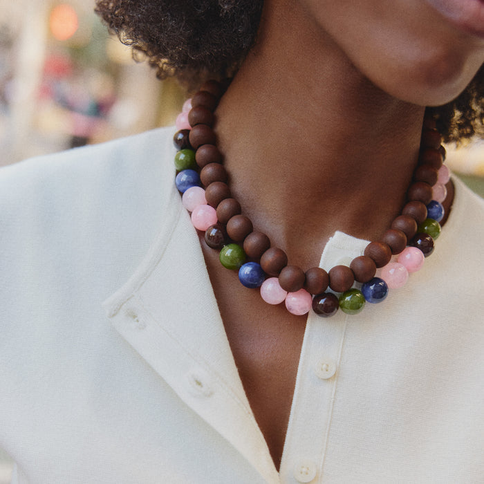 Mini Jane Beaded Necklace - Pink/Blue Multi