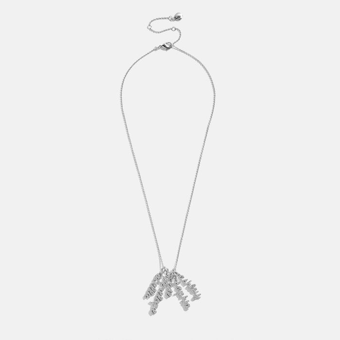 Mini Silver Pavé Script Cluster Custom Nameplate Necklace - 3 Names